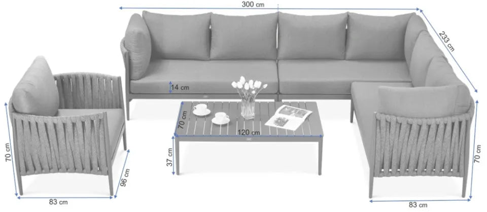 Dārza komplekts Mona balts/pelēks - N1 Home