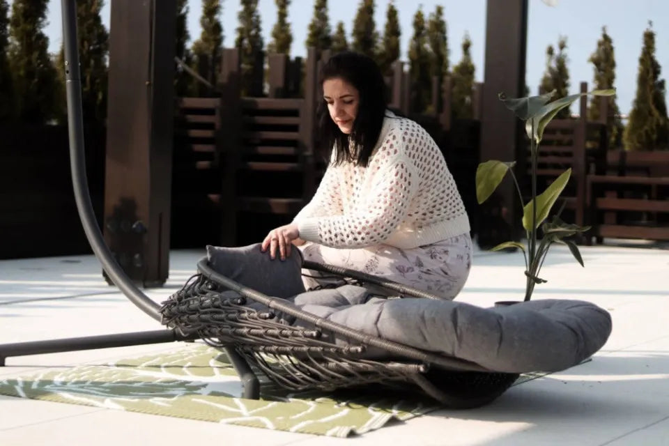 Kokona piekaramais krēsls Harmo  84/187/66 cm pelēks - N1 Home