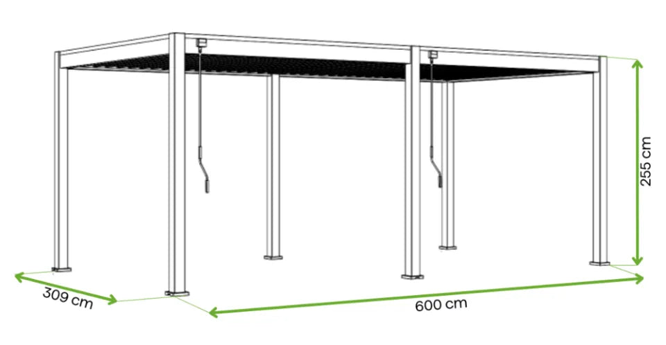 Alumīnija dārza pergola Elia 3x6 309/600/255 cm balts - N1 Home
