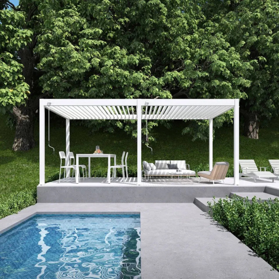 Alumīnija dārza pergola Elia 3x6 309/600/255 cm balts - N1 Home