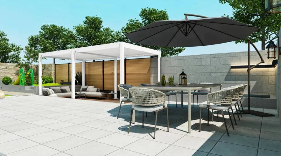 Alumīnija dārza pergola Elia 3x6 309/600/255 cm balts - N1 Home