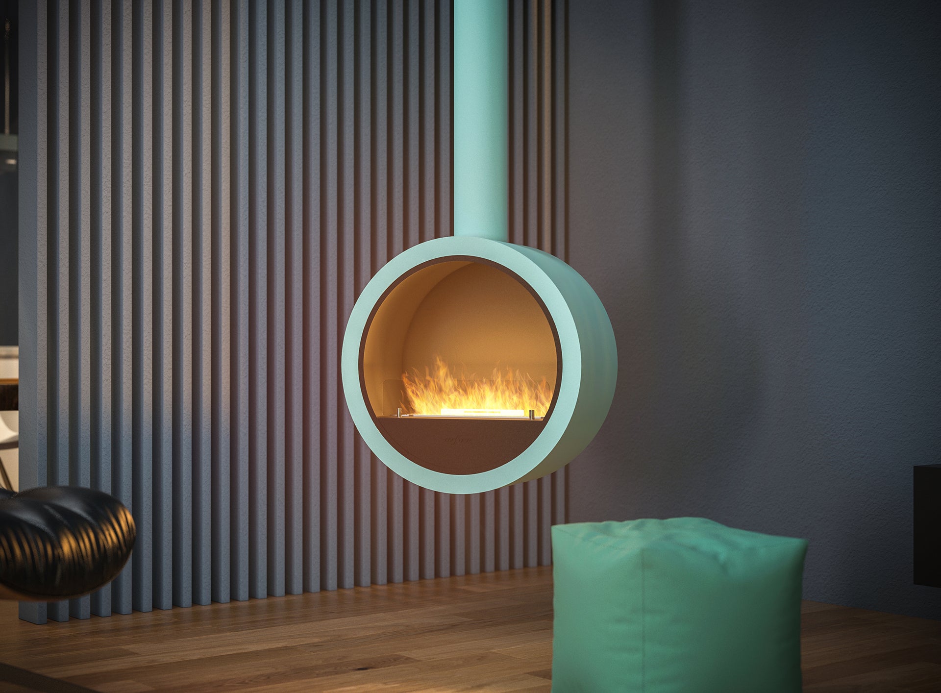 Biokamīns Incyrk 70/35/150 cm gaiši zils - N1 Home