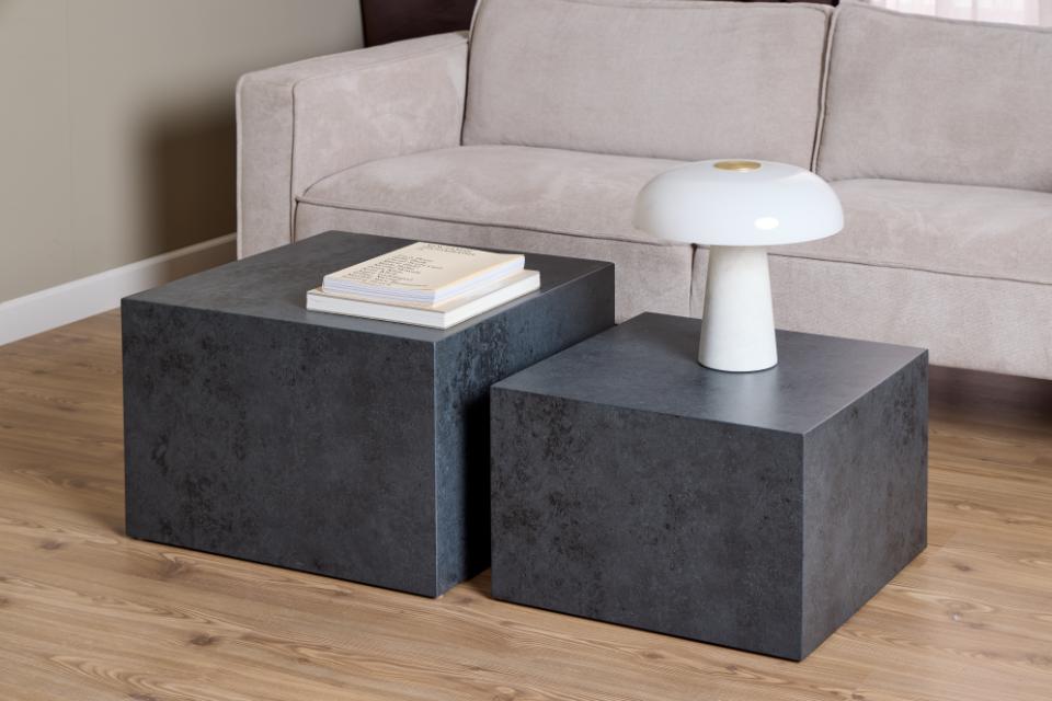 Kafijas galds Dia 58x58x40 cm; 50x50x33 cm melns okeāna - N1 Home