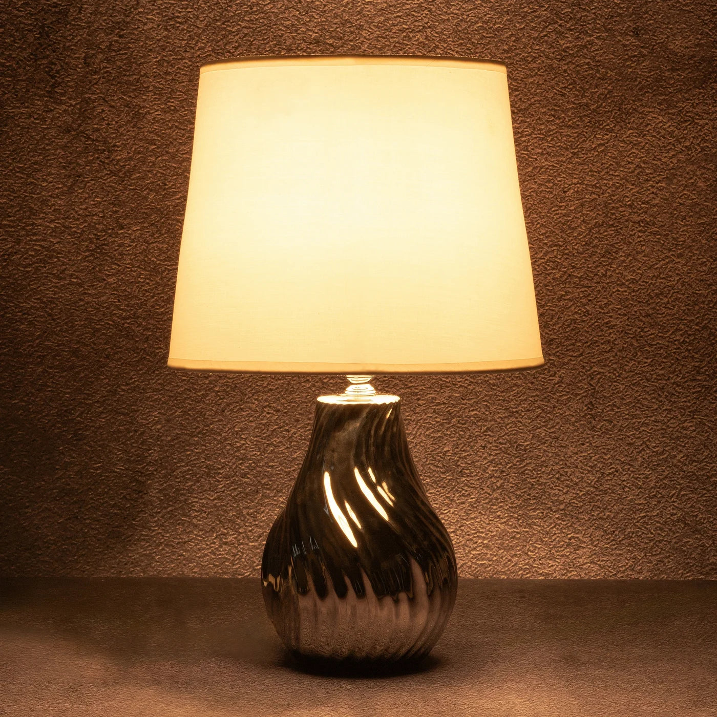 Galda lampa Rei 25x40 cm balts/sudrabs - N1 Home