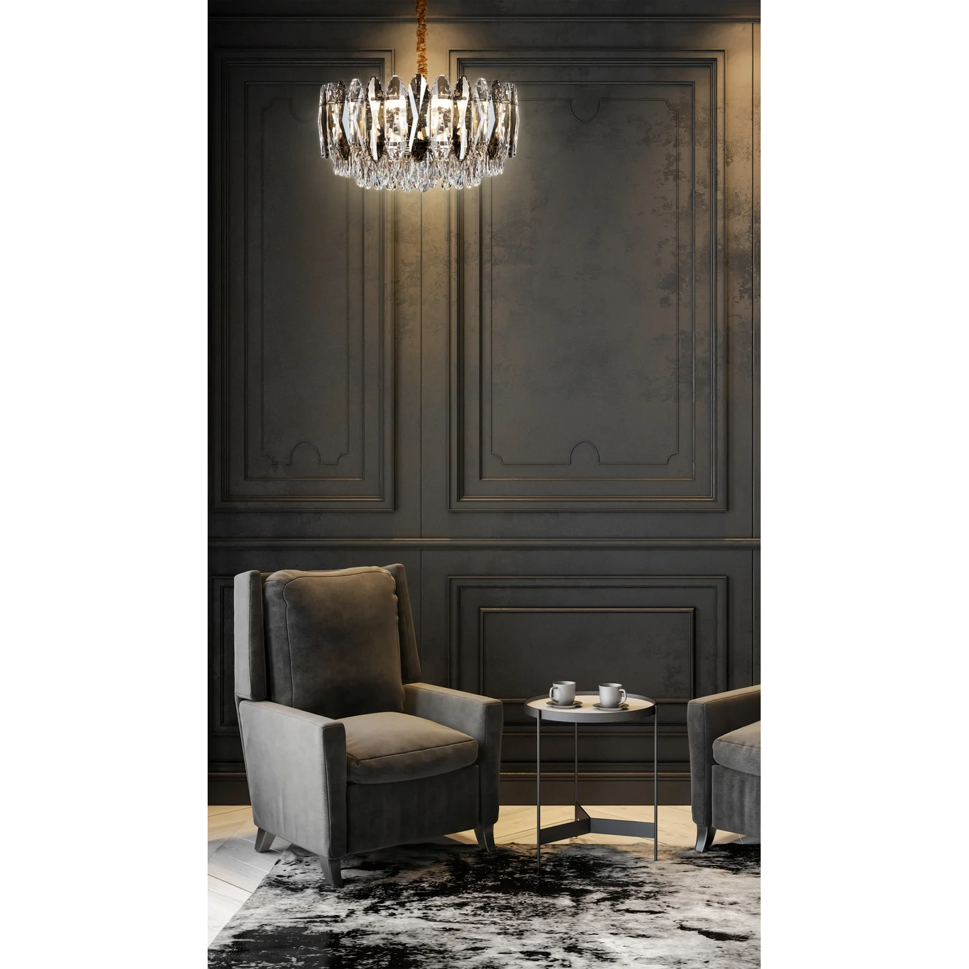 Lustra Nel ar piekārtiem kristāliem, regulējams augstums,60 x 150 cm, zelts - N1 Home