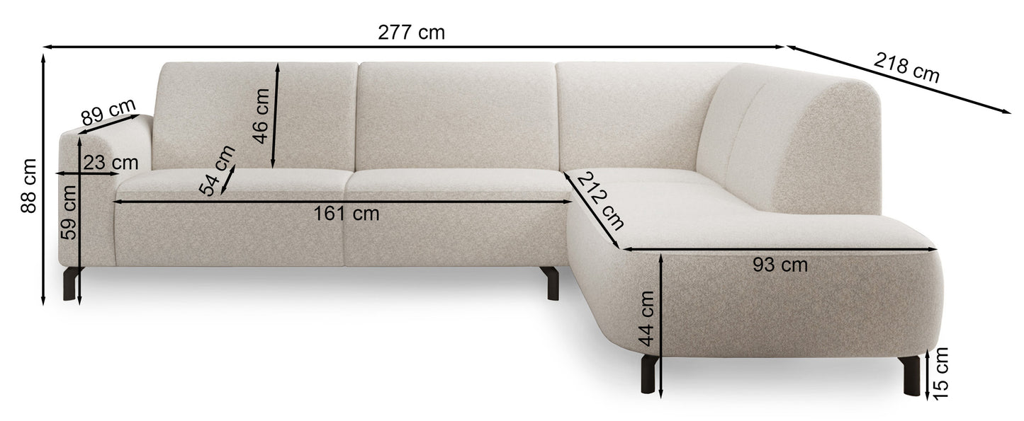 Dīvāns Luna 277/88/218 cm Raven 22 - N1 Home