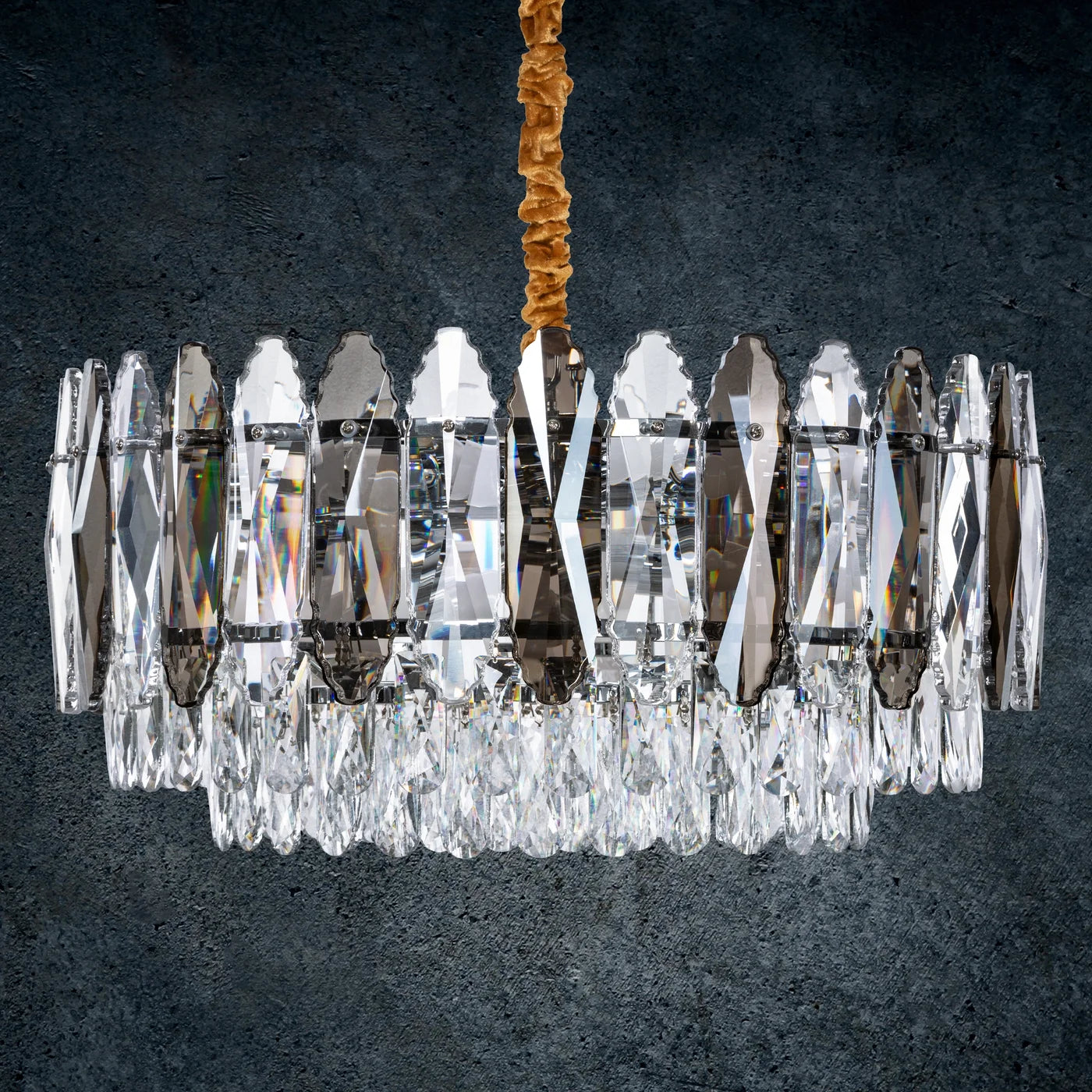 Lustra Nel ar piekārtiem kristāliem, regulējams augstums,60 x 150 cm, zelts - N1 Home