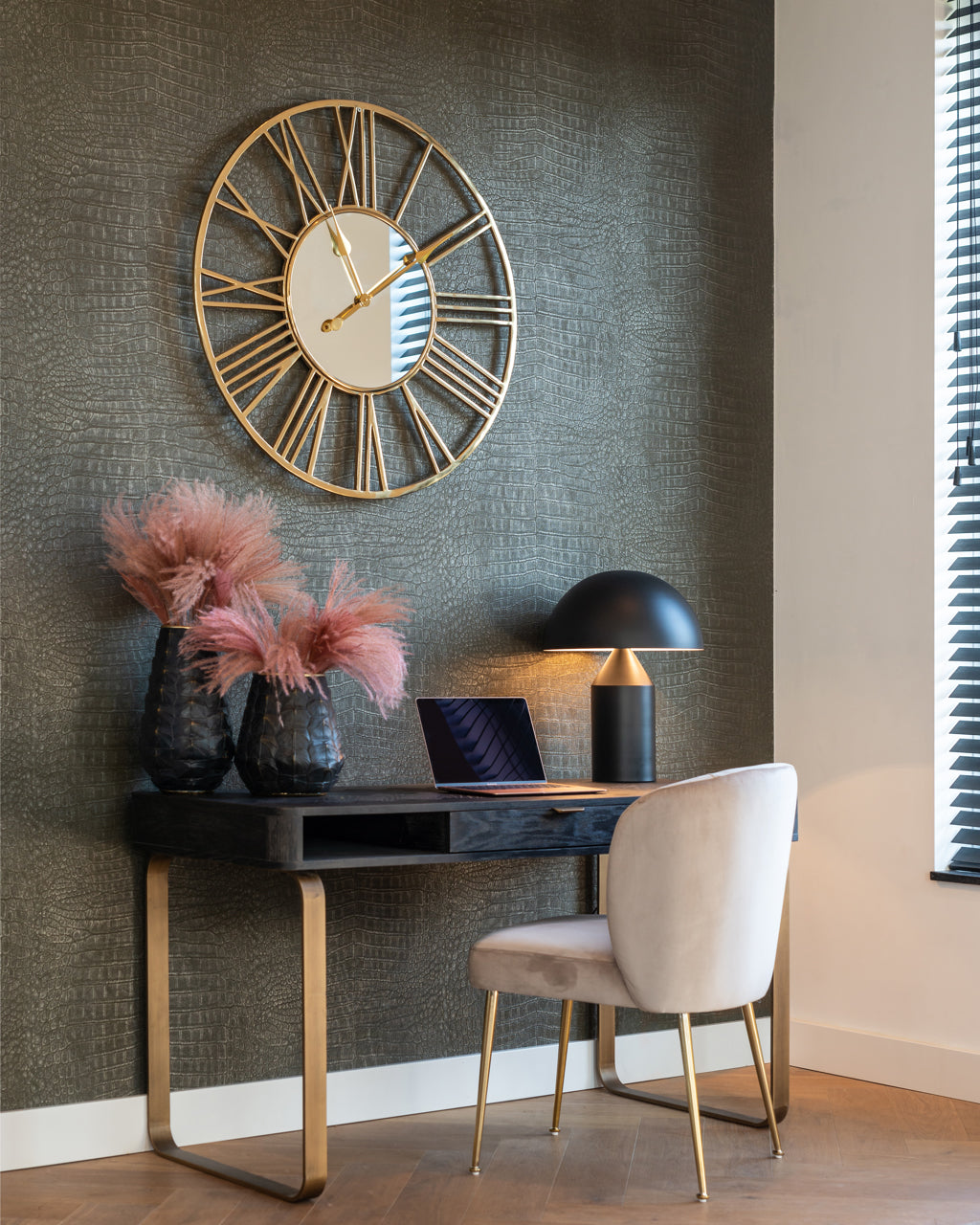 Konsole Blackbone Brass black rustic Richmond Interiors 76/140/60 cm melns - N1 Home