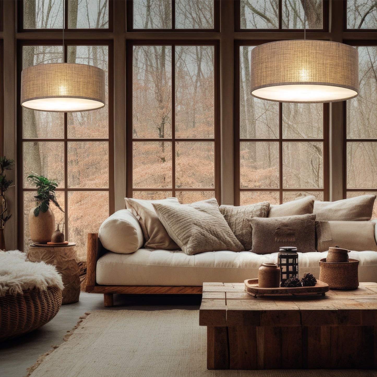 Lampa EART  500 × 500 × 1100 mm džuts - N1 Home