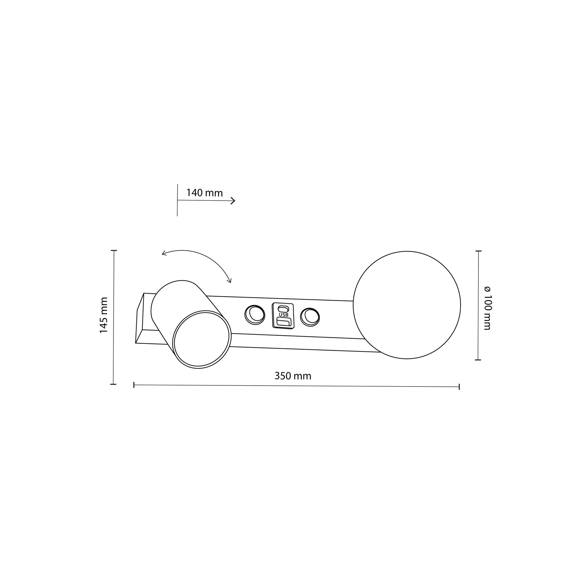 Sienas lampa Vox 350 × 140 × 145 mm melns/balts - N1 Home