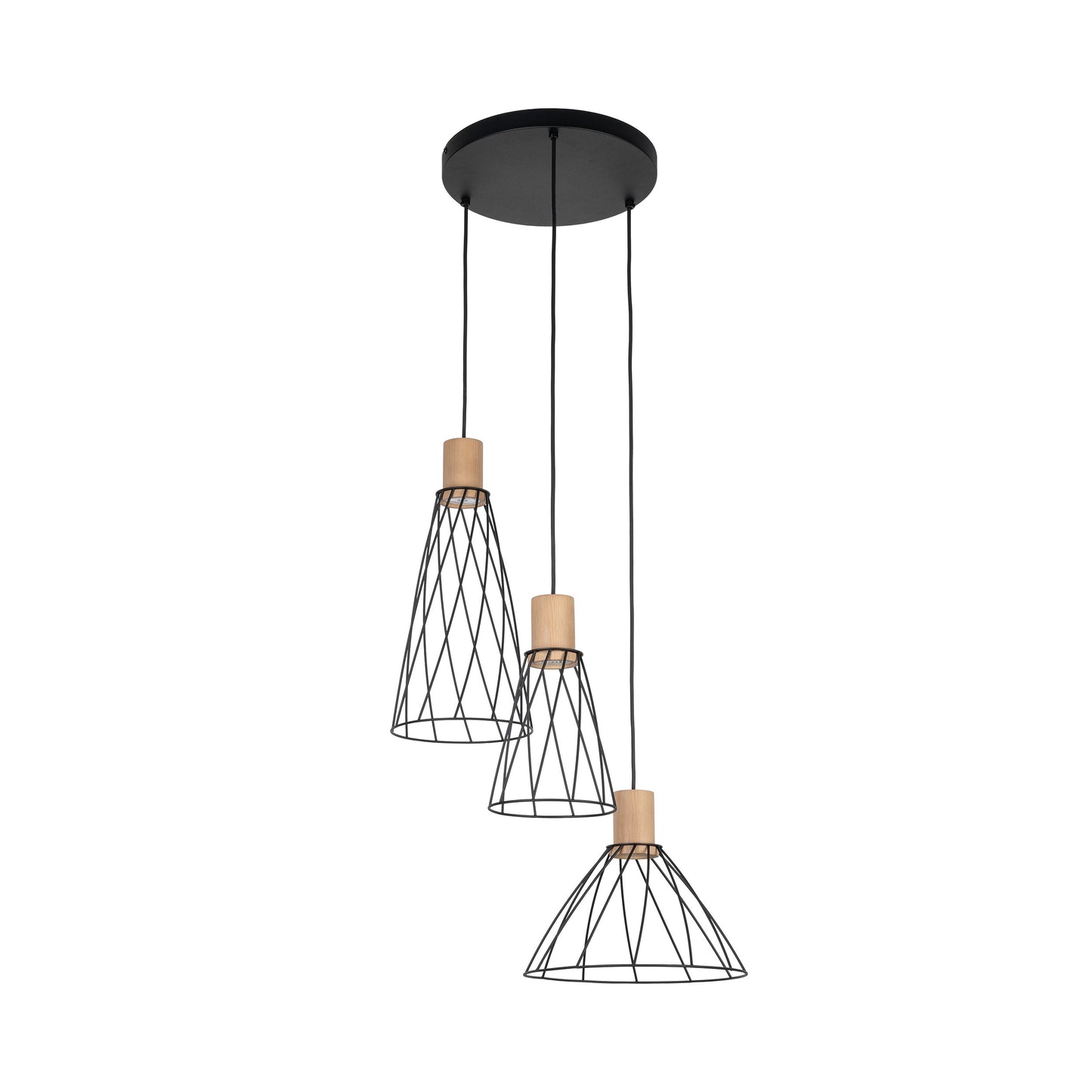 Piekaramā lampa Modest 500 × 500 × 1200 mm melns/priede - N1 Home