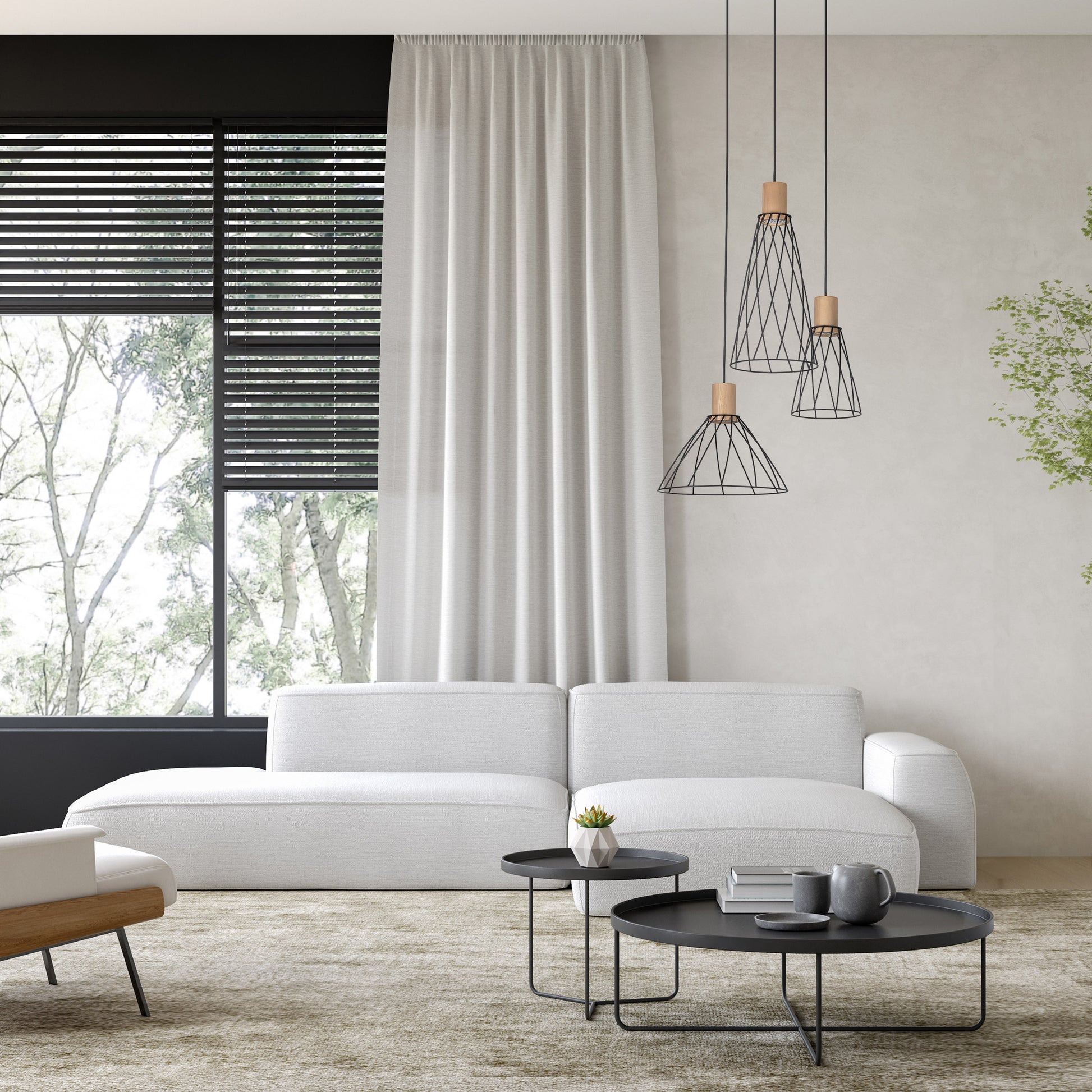 Piekaramā lampa Modest 500 × 500 × 1200 mm melns/priede - N1 Home