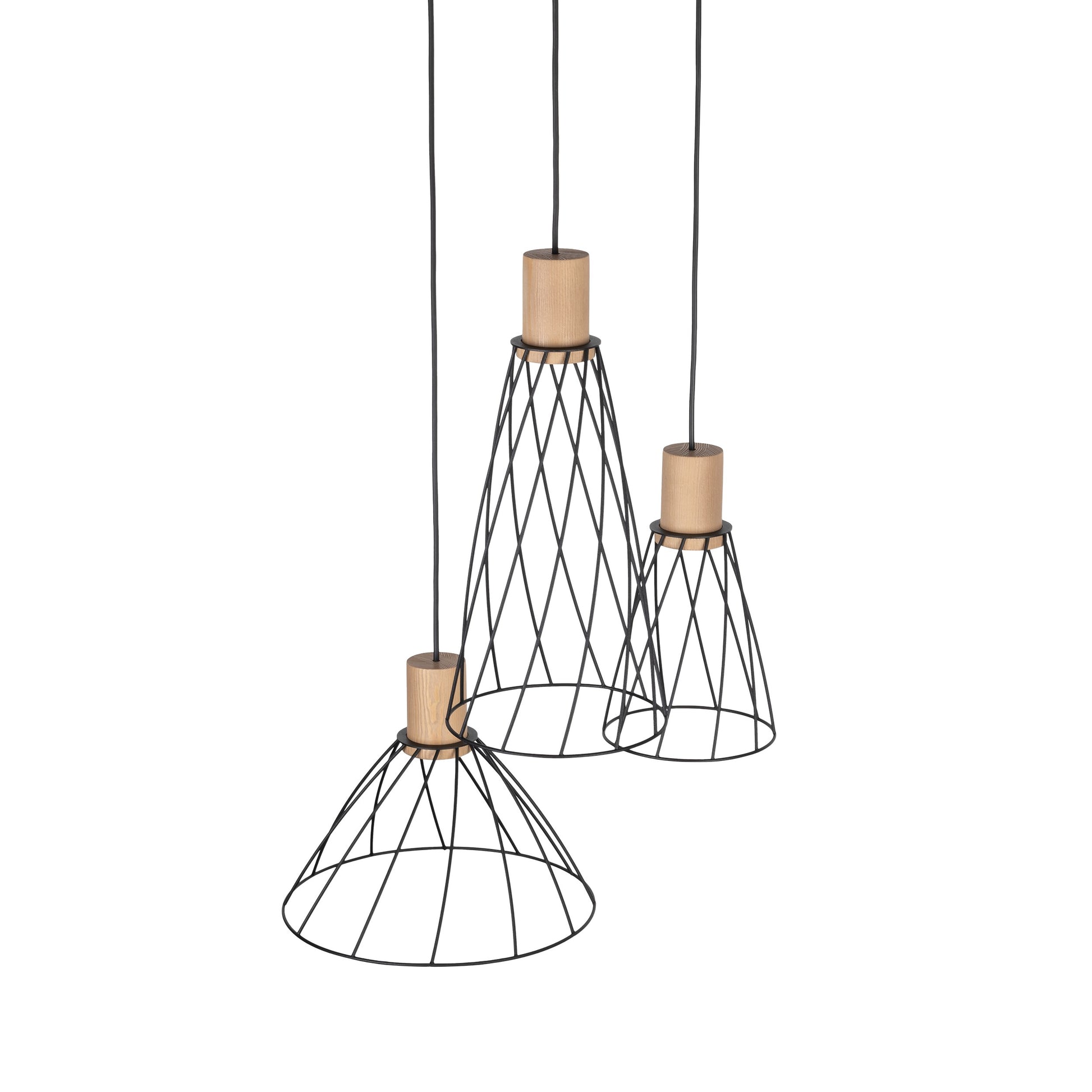 Piekaramā lampa Modest 500 × 500 × 1200 mm melns/priede - N1 Home