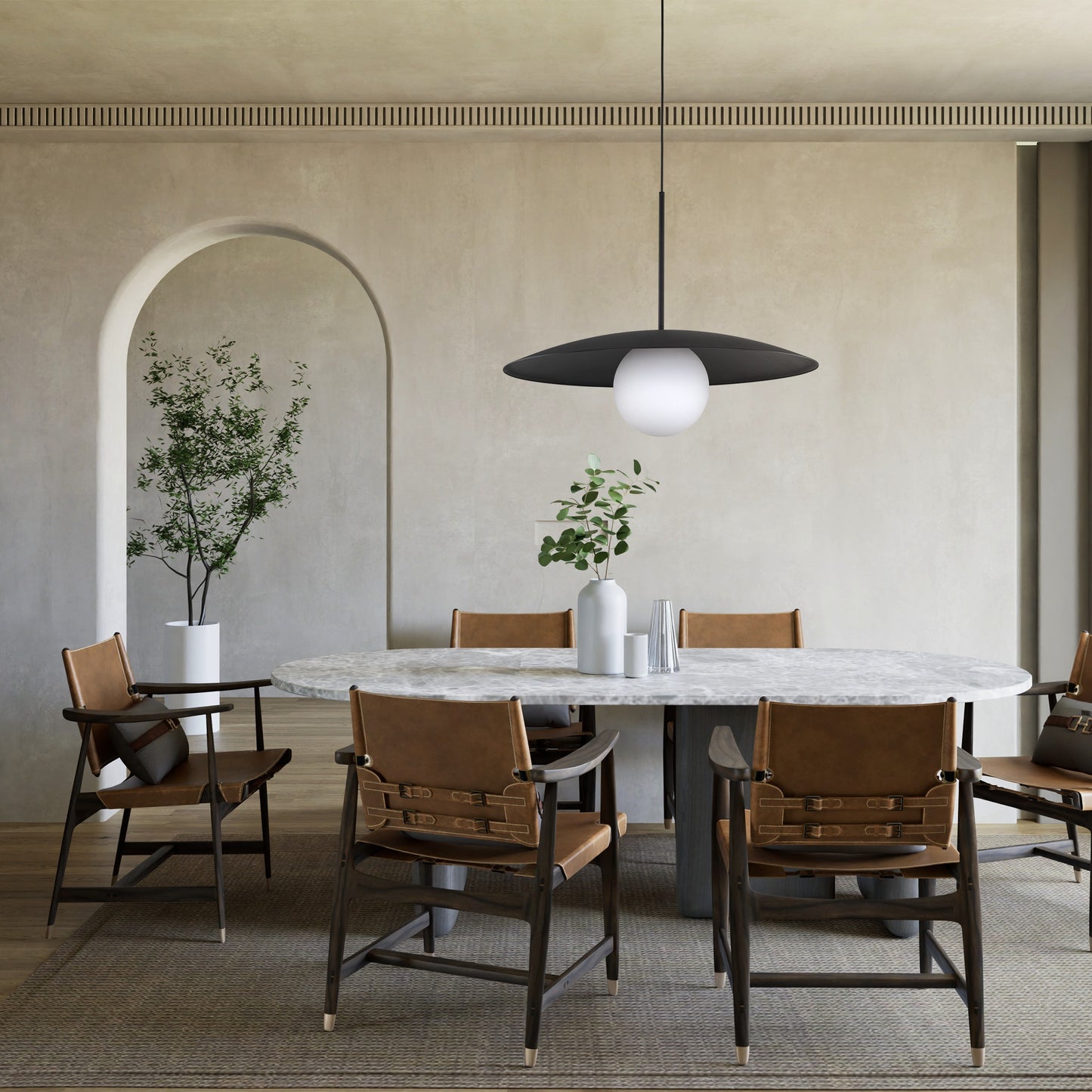 Piekaramā lampa Slate 650 × 650 × 1600 mm melns/balts - N1 Home