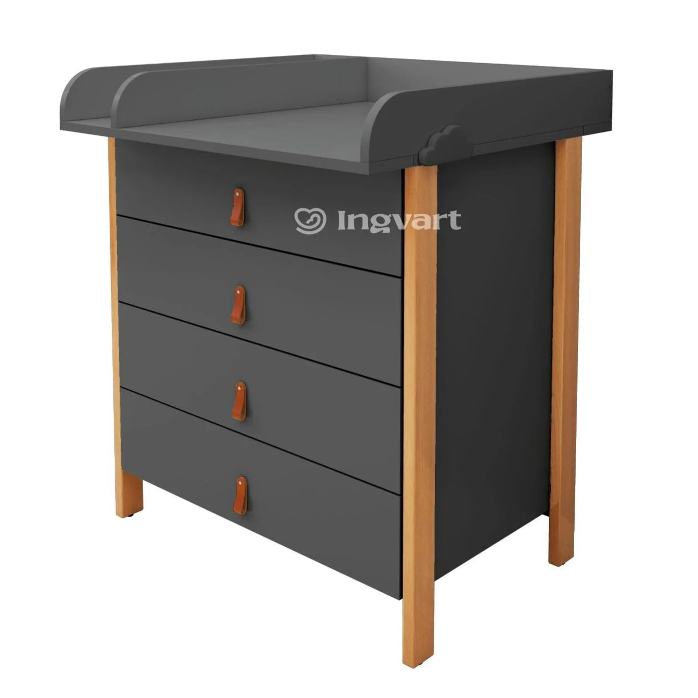 Ingvart Kumode ar Pārtinamo Galdiņu Scandi 82/80/50 cm Graphite+Natural - N1 Home