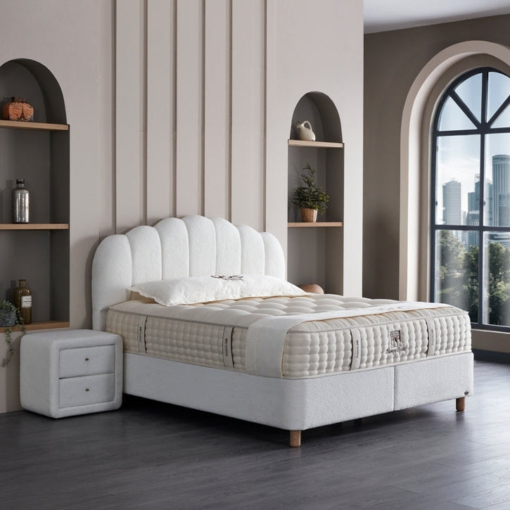 Gulta ar matracis Champy 90;120;140;160;180/200 cm krēms - N1 Home