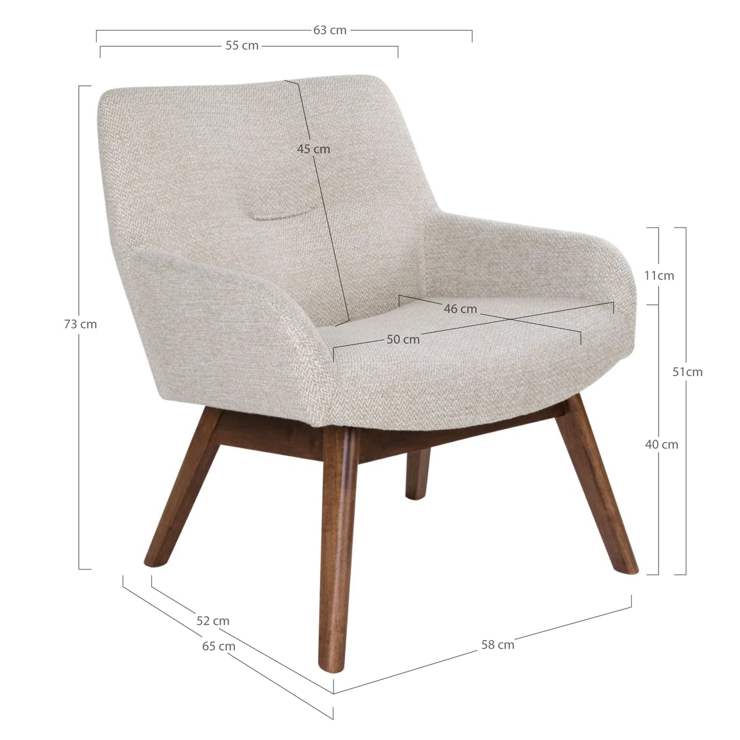 Krēsls Lorof 63/65/73 cm sand