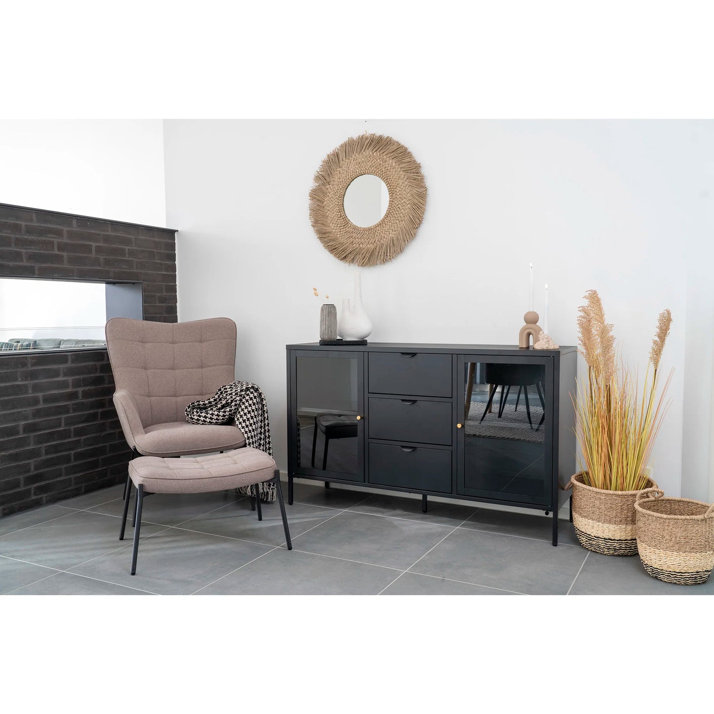 Krēsls un pufs Glaro 70/79/98 cm stone