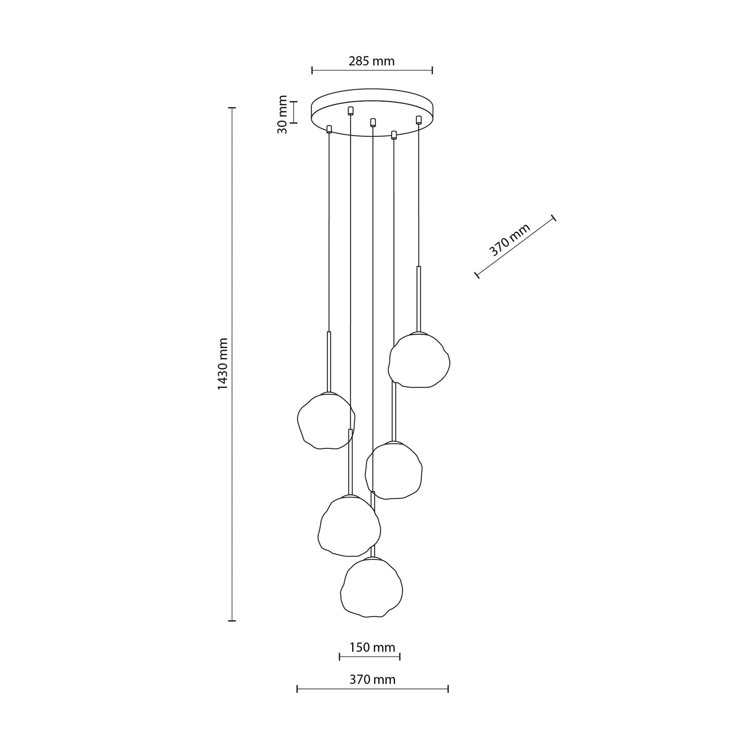 Lampa Mist 370 × 370 × 1430 mm balts - N1 Home