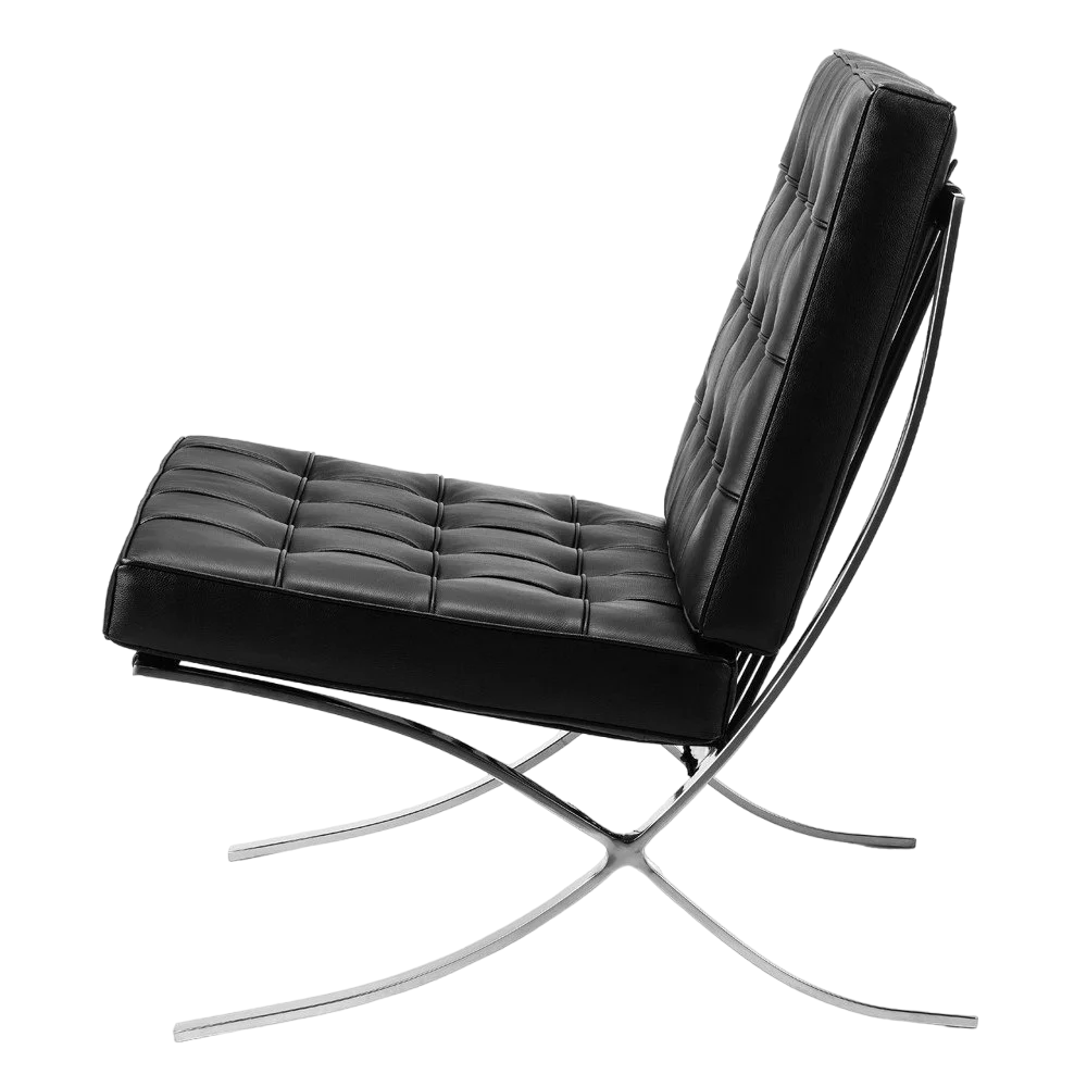 Krēsls Dot Design Barcelona Loreto ar kāju balstu dabīga āda 77x85x75 cm melns - N1 Home