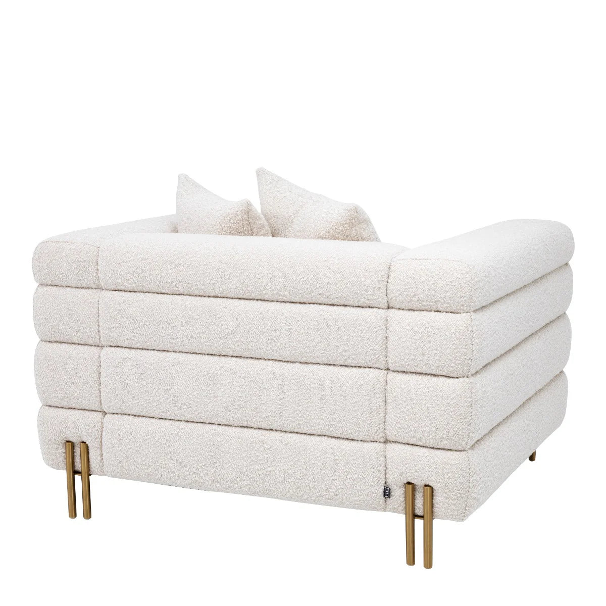 Krēsls York Eichholtz 112/97/69 cm Bouclé cream | brushed brass finish legs
