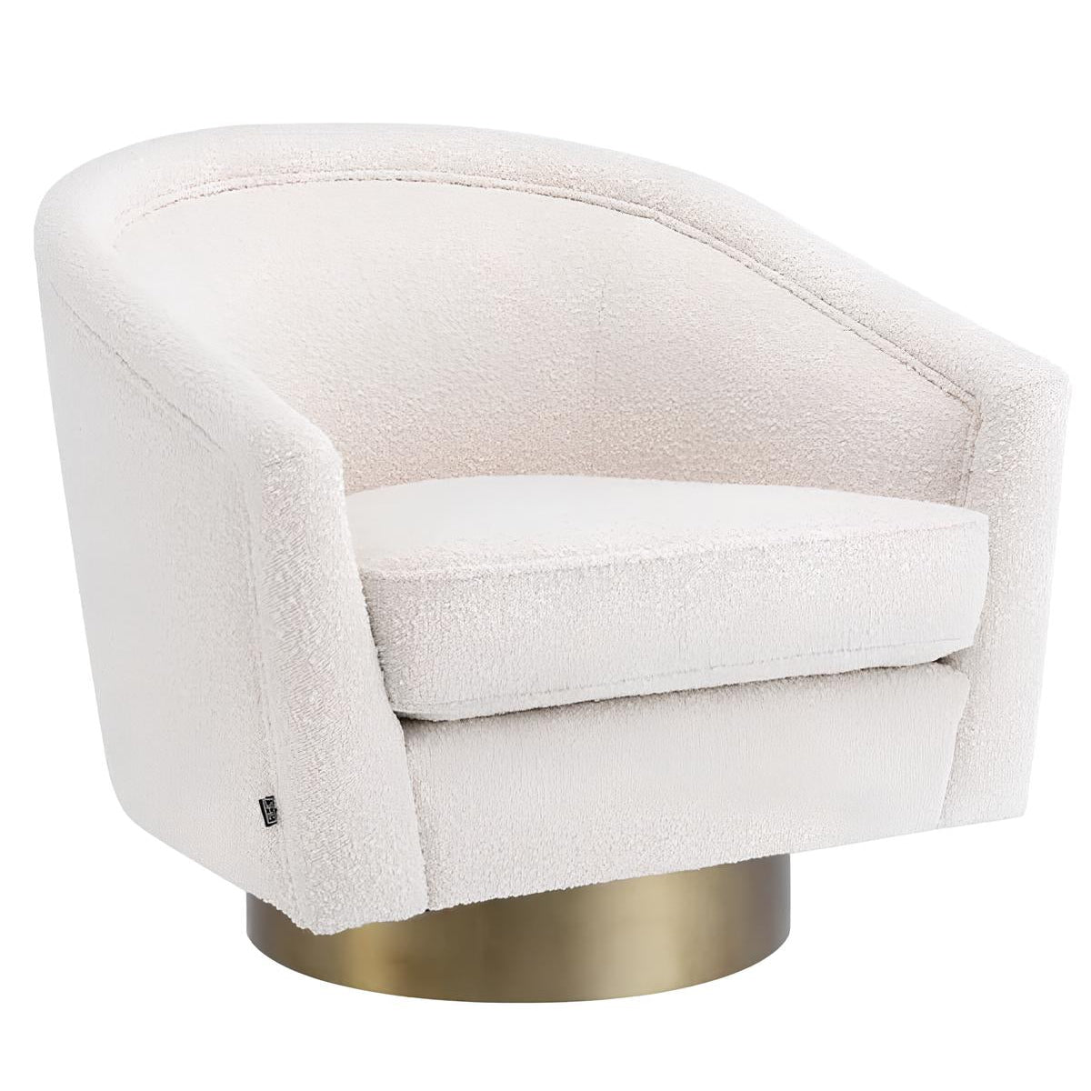 Krēsls Catene Eichholtz 80/80/76 cm Bouclé cream | matte gold finish swivel base