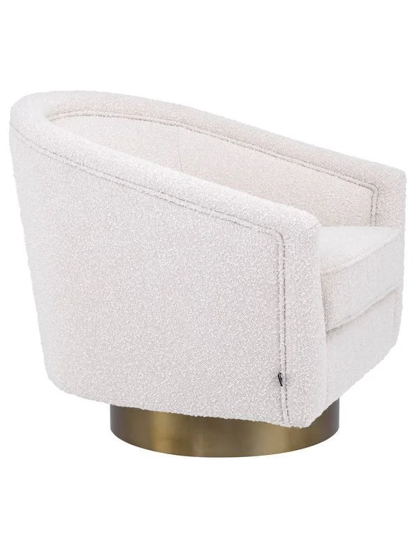 Krēsls Catene Eichholtz 80/80/76 cm Bouclé cream | matte gold finish swivel base