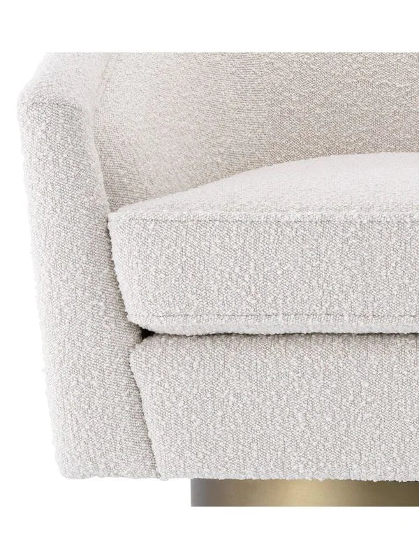 Krēsls Catene Eichholtz 80/80/76 cm Bouclé cream | matte gold finish swivel base