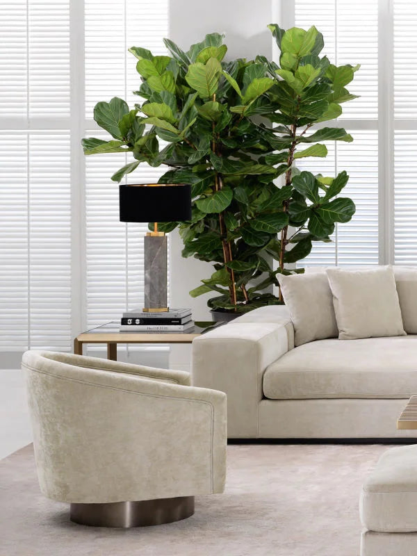 Krēsls Catene Eichholtz 80/80/76 cm Bouclé cream | matte gold finish swivel base