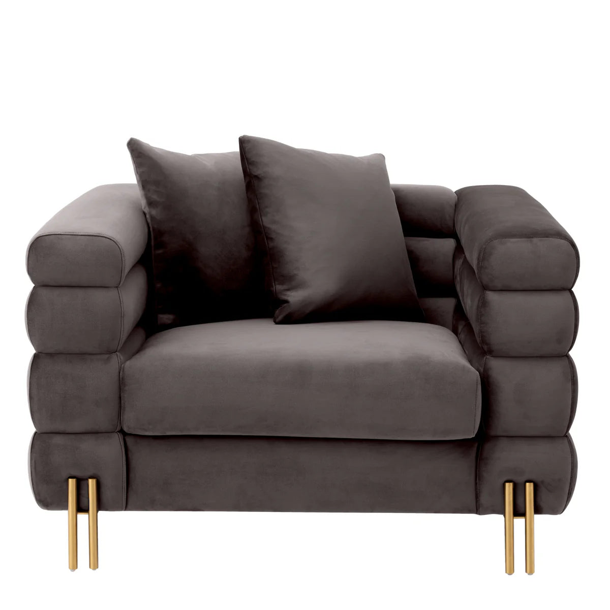 Krēsls York Eichholtz 112/97/69 cm Savona grey velvet | brushed brass finish legs