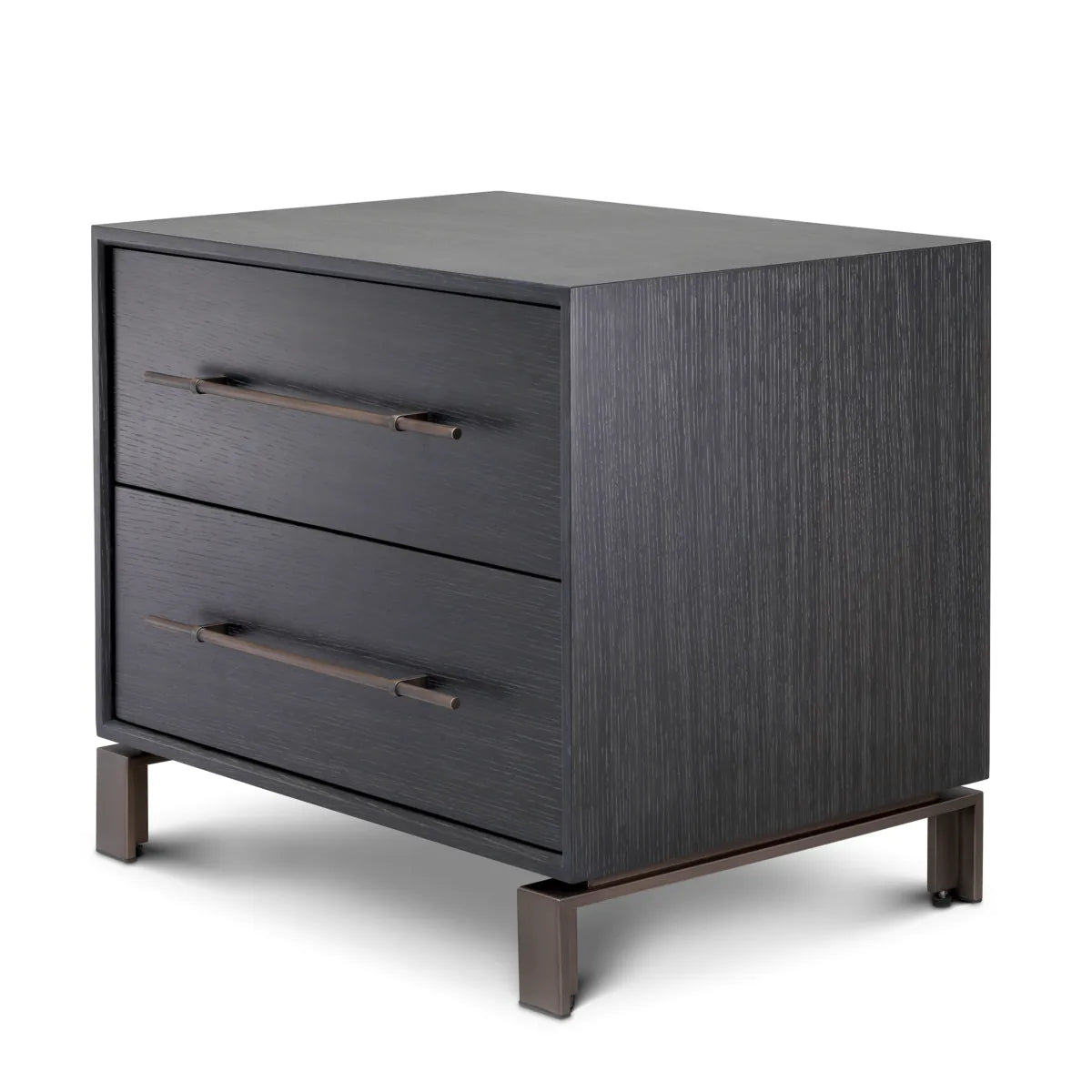 Naktsskapitis Canova Eichholtz 65/48/55 cm Charcoal grey oak veneer/medium bronze finish
