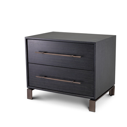 Naktsskapitis Canova Eichholtz 65/48/55 cm Charcoal grey oak veneer/medium bronze finish
