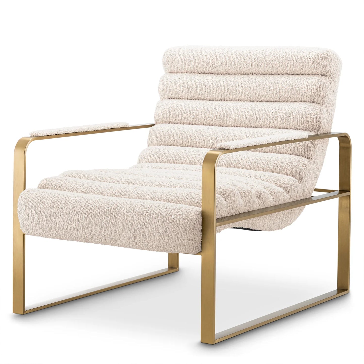 Krēsls Olsen Eichholtz 68.5/88/77 cm Brushed brass finish | bouclé cream