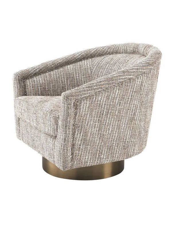 Krēsls Catene Eichholtz 80/80/76 cm Mademoiselle beige | matte gold finish swivel base