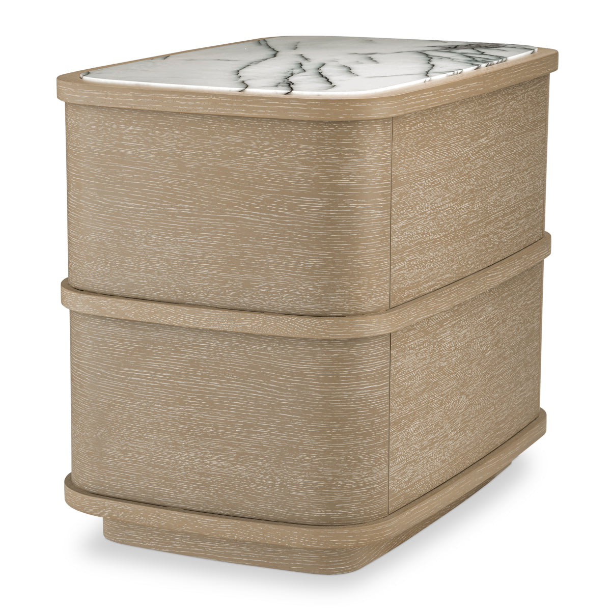 Naktsskapitis Cabana Eichholtz 75/49/63 cm Washed oak veneer/bianco lilac marble