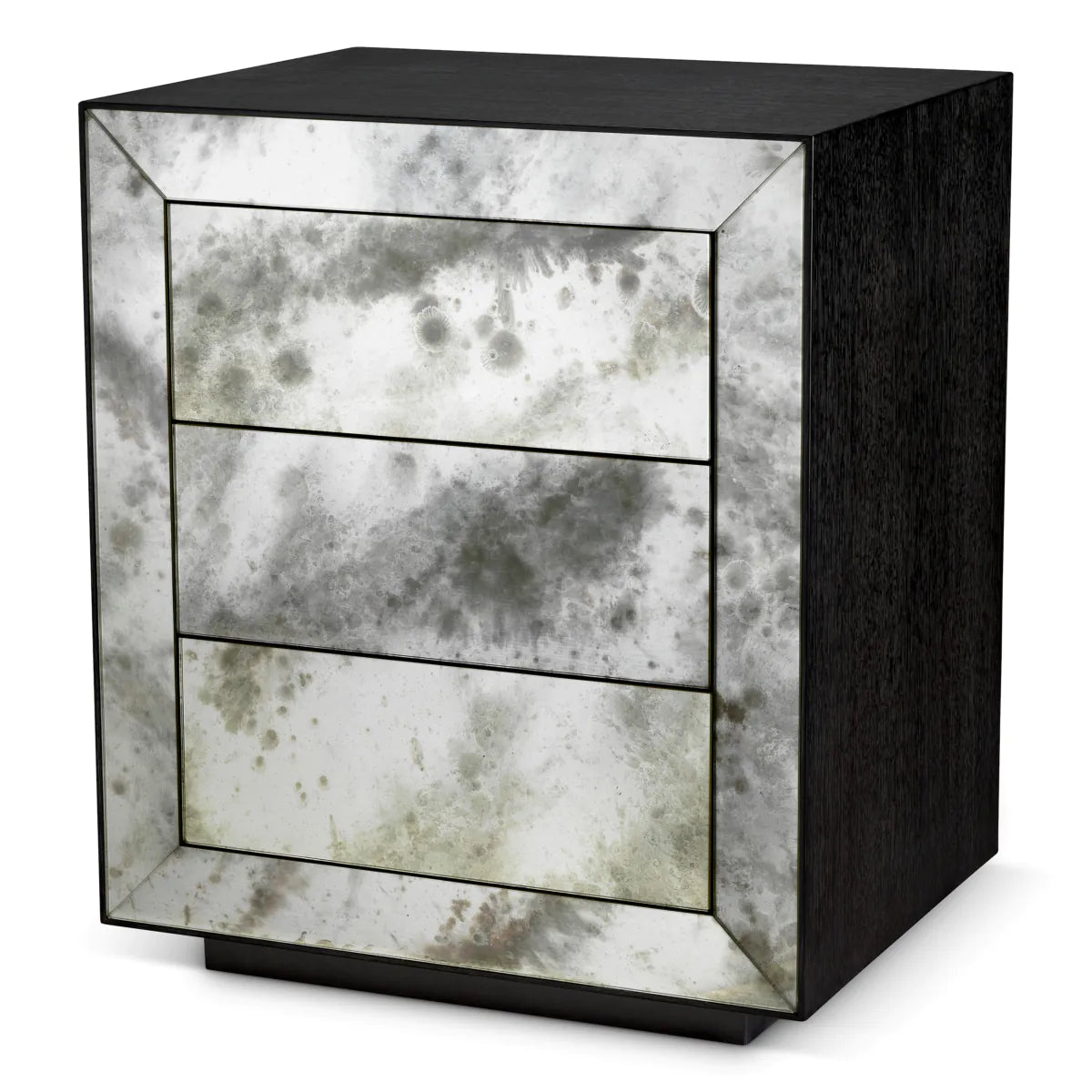 Naktsskapitis Bogart Eichholtz 58/46/68 cm Charcoal grey oak veneer/antique mirror glass