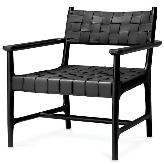 Krēsls Tiberio Eichholtz 70/69,5/77 cm Black leather | black legs