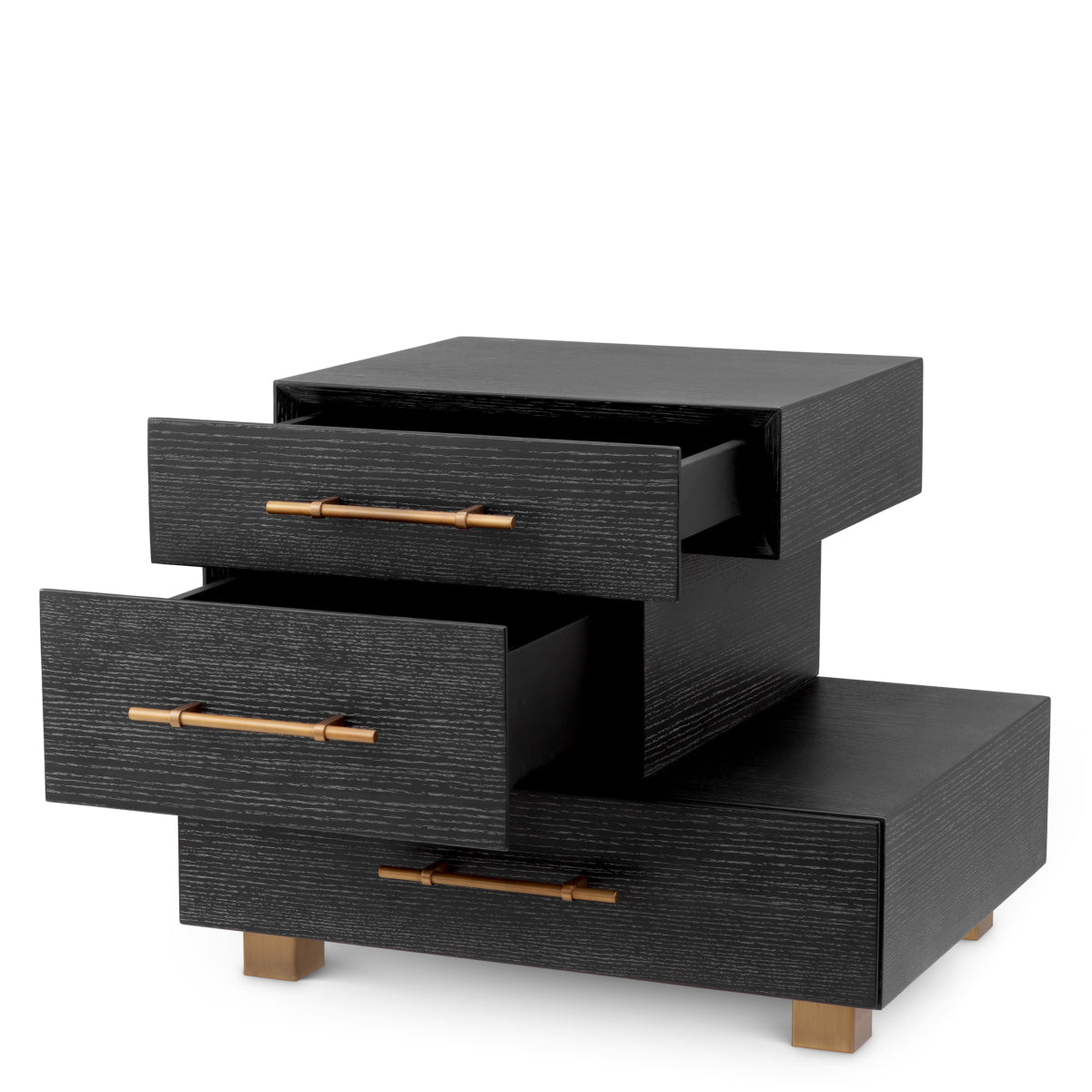 Naktsskapitis Evendale Eichholtz 60/50.5/49 cm Charcoal oak veneer/brushed brass finish