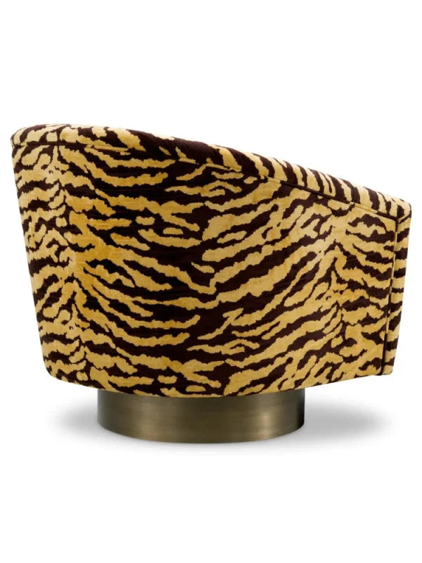Krēsls Catene Eichholtz 80/80/76 cm Tigris brown | brushed brass finish swivel base