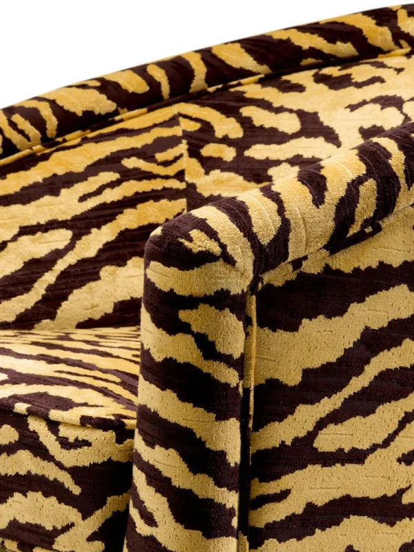 Krēsls Catene Eichholtz 80/80/76 cm Tigris brown | brushed brass finish swivel base