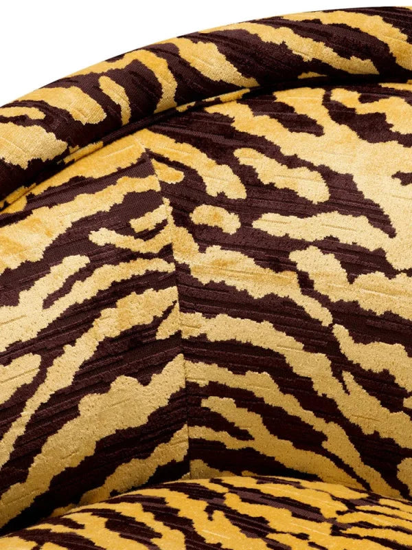 Krēsls Catene Eichholtz 80/80/76 cm Tigris brown | brushed brass finish swivel base