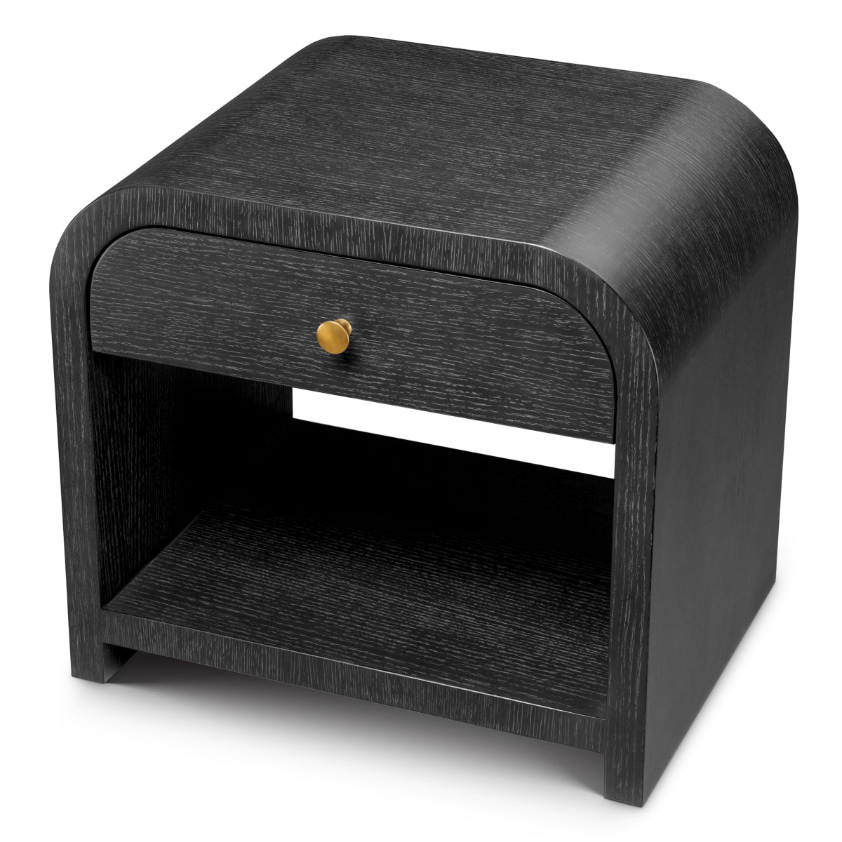 Naktsskapis Rhodes Eichholtz 60/46/55 cm Charcoal oak veneer/brushed brass finish
