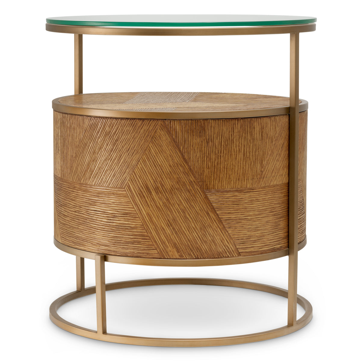 Naktsskapis Velutto Eichholtz 50/56 cm Caramel carved oak veneer/brushed brass finish