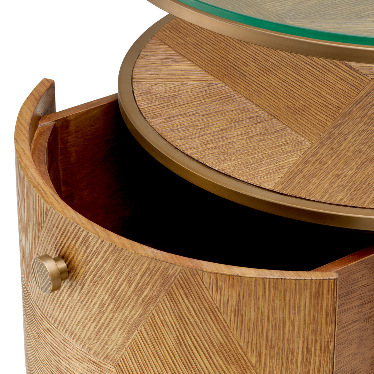 Naktsskapis Velutto Eichholtz 50/56 cm Caramel carved oak veneer/brushed brass finish