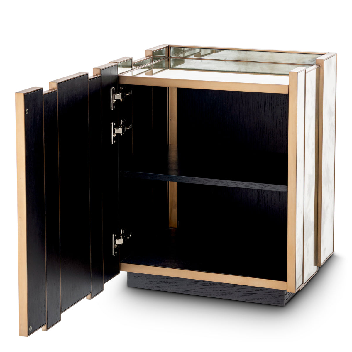 Naktsskapitis Nottingham Eichholtz 57.5/46/68.5 cm Antique mirror glass/brushed brass finish