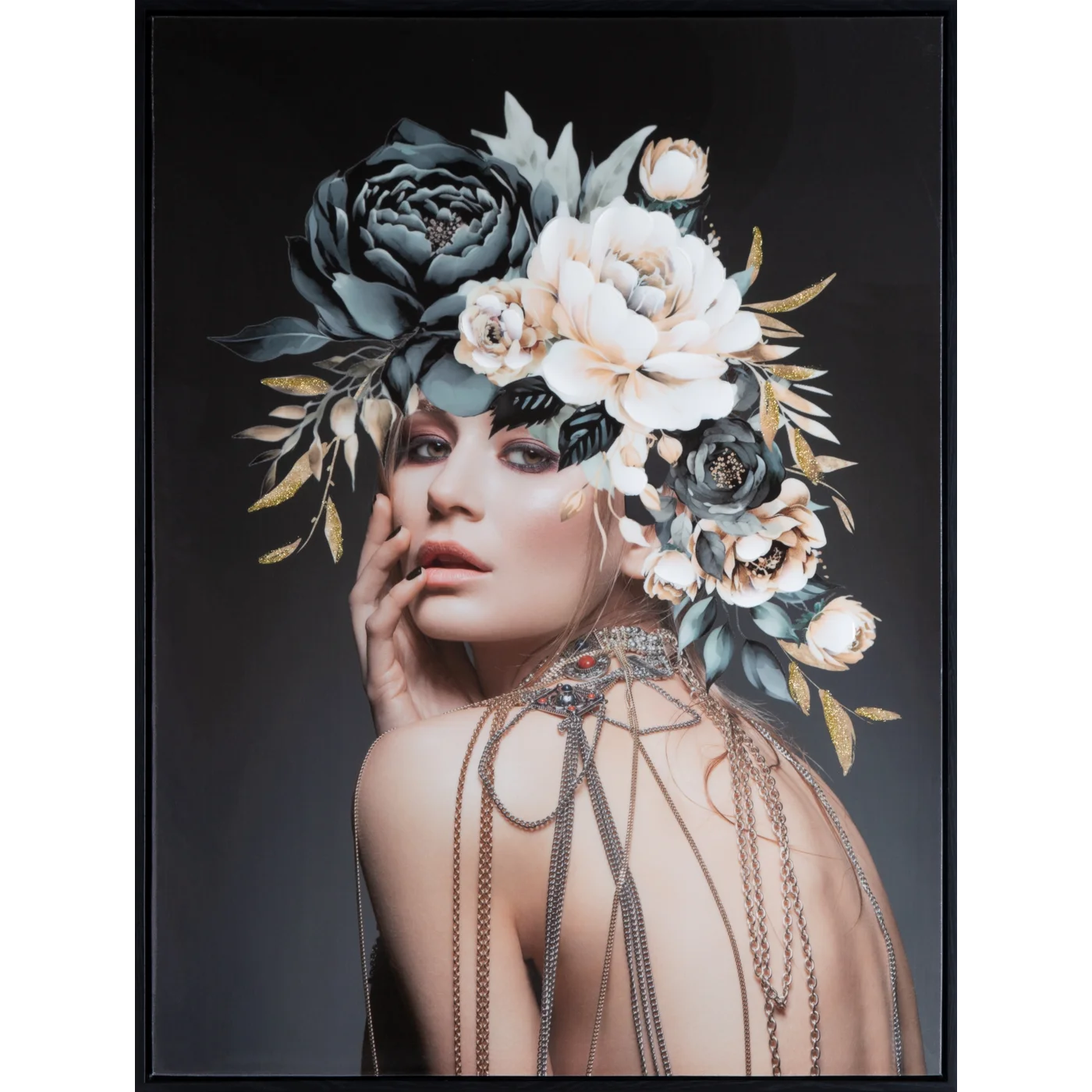 Glezna ar noslēpumainas sievietes audekla apdruka ar spoguļapdari 60/80 cm - N1 Home