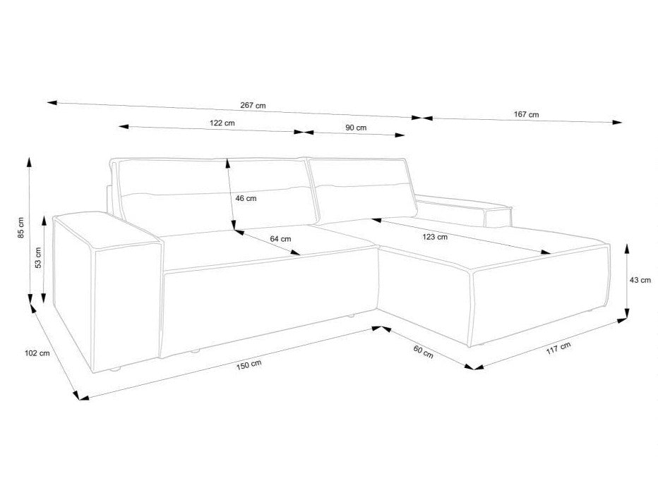 Dīvāns FUKO 267/85/167 cm - N1 Home