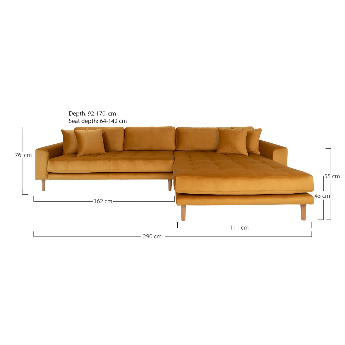 Dīvāns Lounge Lito 290/170/76 cm sinepes