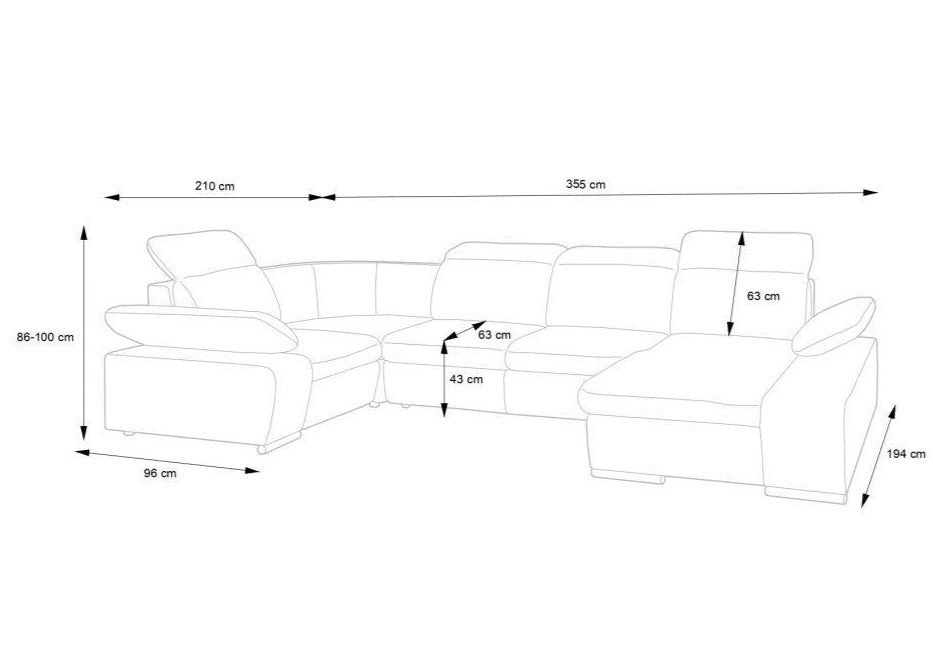 Dīvāns ODEA II 210/355/194 cm - N1 Home