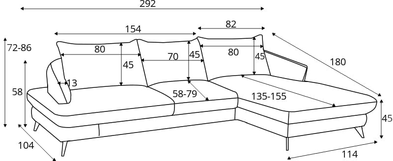 Dīvāns Futo 292/180/72 cm dūmi - N1 Home